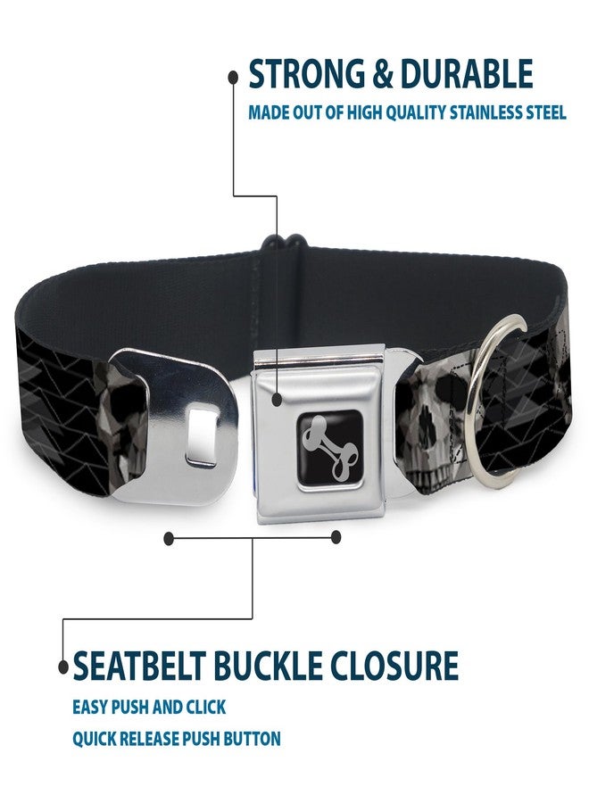 Buckle Down Dog Collar Seatbelt Buckle Geometric 3 D Skull Face Chevron Black Grays White 15 to 26 Inches 1.0 Inch Wide - Image 3