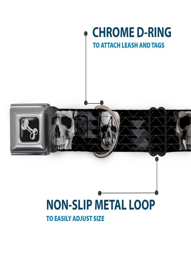 Buckle Down Dog Collar Seatbelt Buckle Geometric 3 D Skull Face Chevron Black Grays White 15 to 26 Inches 1.0 Inch Wide - Image 4
