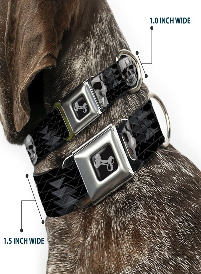Buckle Down Dog Collar Seatbelt Buckle Geometric 3 D Skull Face Chevron Black Grays White 15 to 26 Inches 1.0 Inch Wide - Image 2