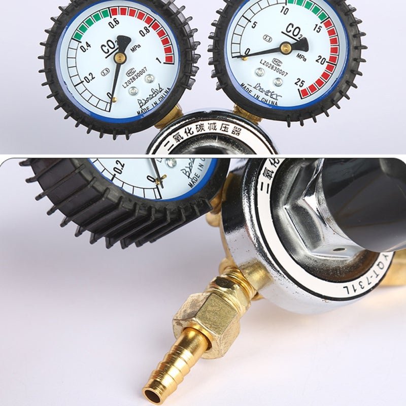Co2 Regulator Zinc Alloy Dual Pressure Gauge - Compact Leakproof Structure, Clear Glass Dial, Auto Pressure Relief for Gas Connection Applications - Image 2