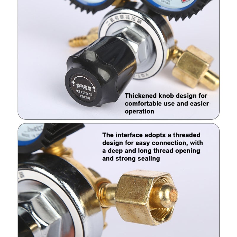Co2 Regulator Zinc Alloy Dual Pressure Gauge - Compact Leakproof Structure, Clear Glass Dial, Auto Pressure Relief for Gas Connection Applications - Image 4