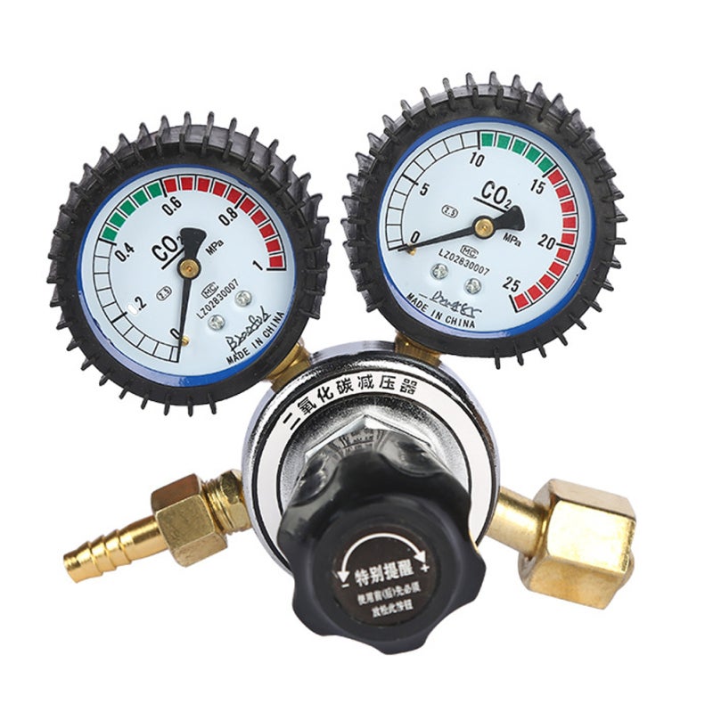 Co2 Regulator Zinc Alloy Dual Pressure Gauge - Compact Leakproof Structure, Clear Glass Dial, Auto Pressure Relief for Gas Connection Applications - Image 1