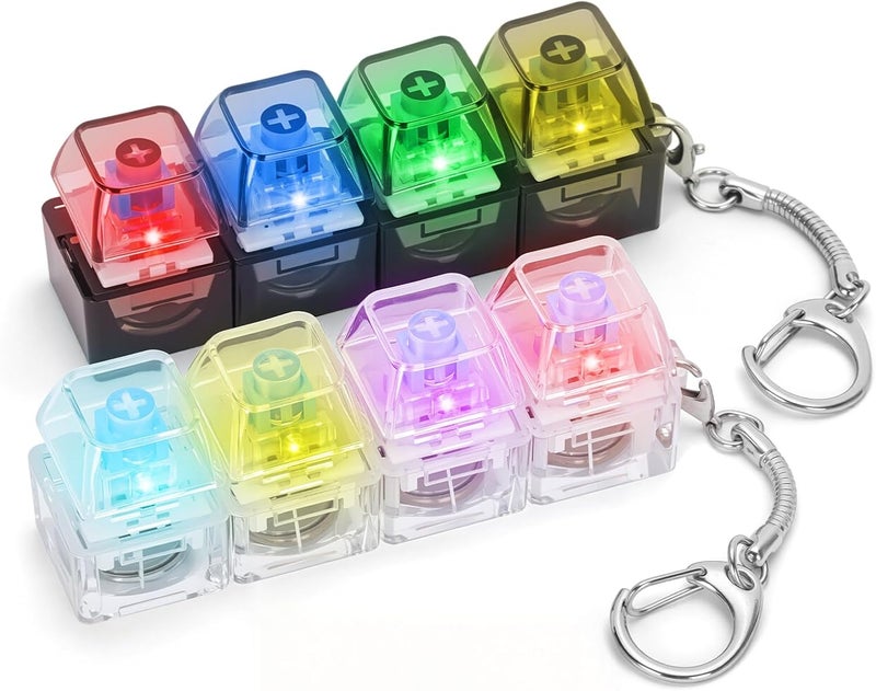 Dalycro 2PCS Keyboard Fidget Toy for Adults 4 in 1 Keyboard Clicker Fidget Keychain with LED Light & Sound for Anxiety Relief, Office Home Travel (Black&White, 2P) - Image 1