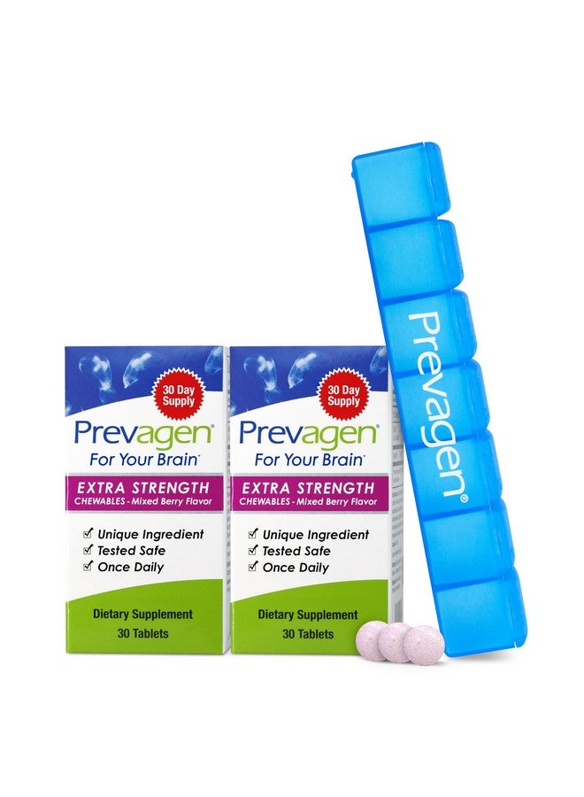Prevagen Prevagen Extra Strength 20mg, 30 Chewables |Mixed Berry-2 Pack| with Apoaequorin & Vitamin D and 7-Day Pill Minder - Image 1