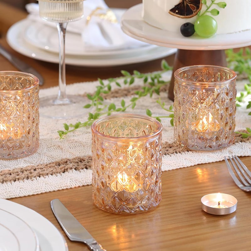 MATAHUM 8Pcs Large Votive Candle Holders Gold Tea Light Candle Holders Glass Candle Holder for Wedding, Bridal Shower,Table Centerpiece,Party, Home Decor - Image 3