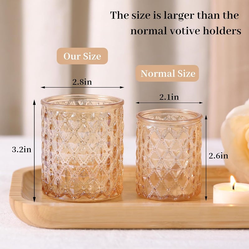 MATAHUM 8Pcs Large Votive Candle Holders Gold Tea Light Candle Holders Glass Candle Holder for Wedding, Bridal Shower,Table Centerpiece,Party, Home Decor - Image 2