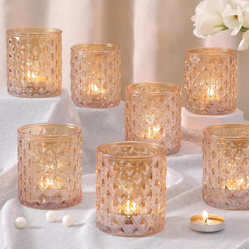 MATAHUM 8Pcs Large Votive Candle Holders Gold Tea Light Candle Holders Glass Candle Holder for Wedding, Bridal Shower,Table Centerpiece,Party, Home Decor - Image 1