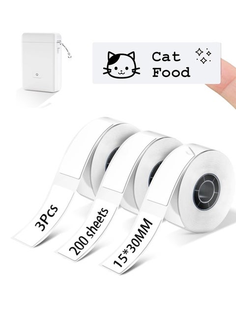 600 Sheets Square Thermal Label, Self-Adhesive Label Paper, Clear Thermal Paper, Durable For Business, Home, School, Company 15 X 30mm