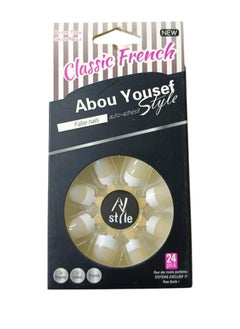 Abou Yousef Style Classic French Artificial Nails - 24 Pieces  - Image 1