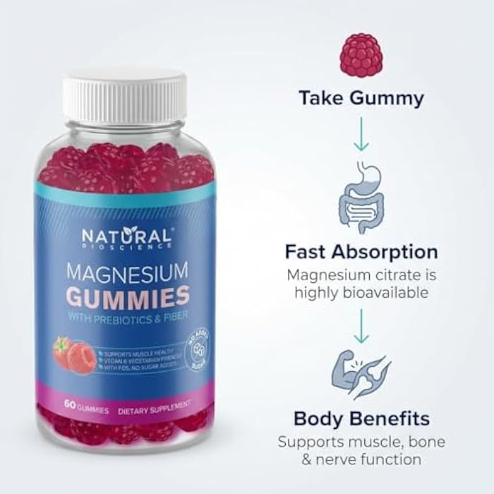 Natural BioScience Sugar-Free Magnesium Gummies for Adults - High Potency Magnesium Supplement, High Absorption Chewable Magnesium, Vegan Anti-Stress Gummies, Magnesium for Sleep & Relaxation, 180 Gummies - Image 4
