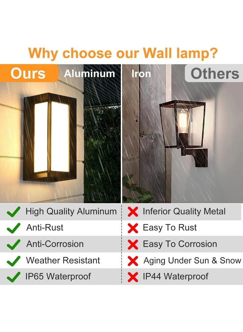 واي دي مصباح جداري خارجي عصري مقاوم للماء، مصباح جداري خارجي مستطيل بتصميم بسيط للشرفة والحديقة، وحدة إضاءة LED عصرية للواجهة، مصباح مقاوم للعوامل الجوية للمداخل والباحات - Image 3