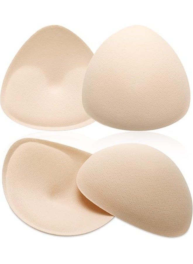 2 Pairs Bra Pads Inserts, Triangle Breathable Bra Inserts Skin Color Removable Breast Padding Bra Pads for Women Girls - Image 1