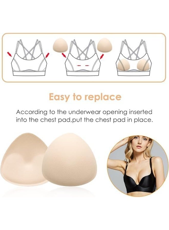 2 Pairs Bra Pads Inserts, Triangle Breathable Bra Inserts Skin Color Removable Breast Padding Bra Pads for Women Girls - Image 3