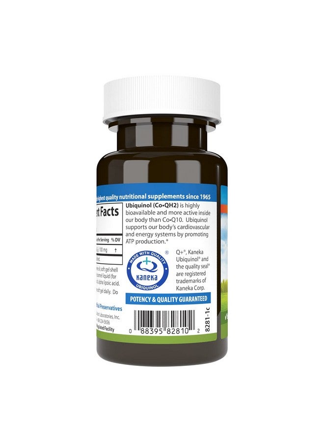 Carlson - Co-QH2 Ubiquinol, Active Form of Co-Q10-100 mg, Energy Production & Heart Health, Antioxidant, 60 Softgels - Image 3