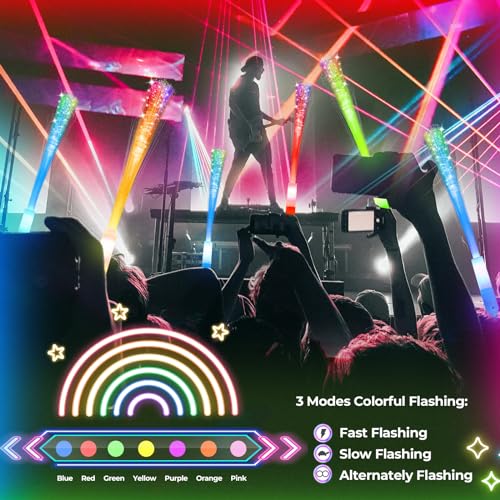 SHQDD 74 PCS Glow Fiber Wands Sticks LED Light Wands Glow in The Dark Party Supplies Fiber Optic Wands LED Flashing Sticks Fiber Optic Light Wand Stick for Party WeddingHalloween and New Year - Image 5