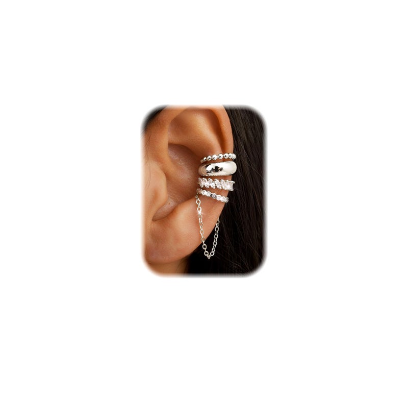 Florideco 4Pcs Ear Cuffs Non-Piercing for Women Dainty 14K Gold Plated Clip On Cartilage Earrings Hypoallergenic Huggie Hoop Cuffs Fake Earings for Non Pierced Ears(S-Chunky) - Image 1