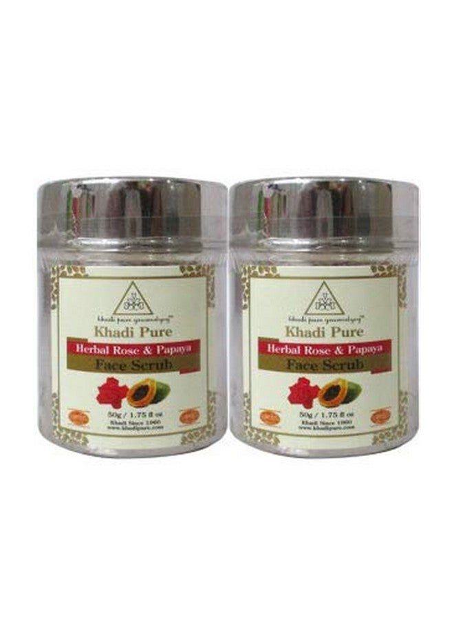 Khadi Pure Herbal Rose & Papaya Face Scrub, 50 g (Pack of 2)