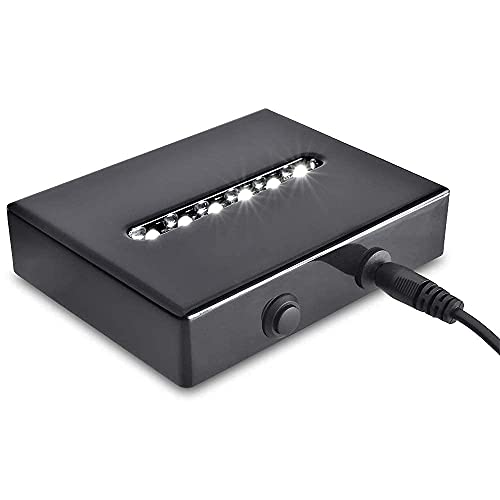 ASENTE 6 LED Light Pedestal - Rectangular Satin Matte Black Lacquer White Light Stand Base for 3D Art Glass, Room Decor and Gemstones and Crystals - AC/USB Adapter Powered (Black) - Image 4