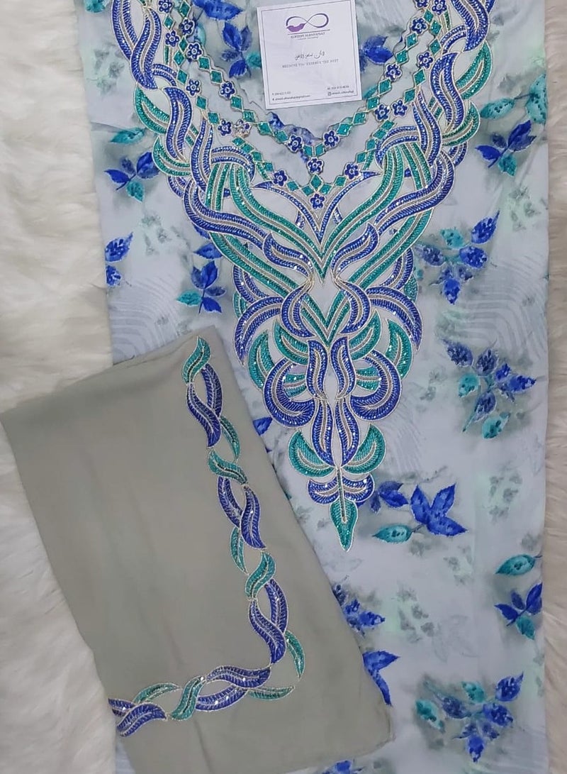 ALREESH ALBANAFSAJI Gulf Makhawir embroidery  Jalabiya embroidered without stitching - Image 1