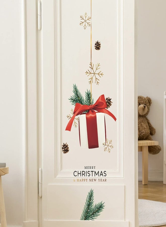 BooDecal 25.8 x 33.4 inRemovable Merry Christmas and Happy New Year Gifts Boxes Ornaments Door Surprise Wall Art Vinyl Murals Wall Decals for Show Window Decorations Hanging Ornaments Stickers - Image 1