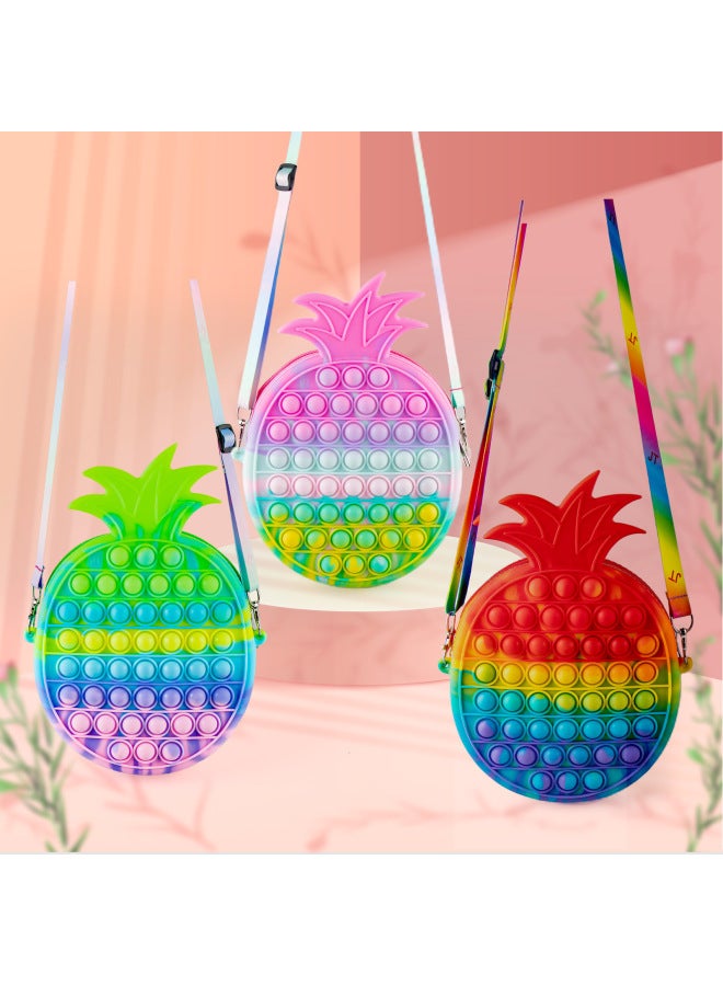 Children's Bag Anti-rodent Pioneer Decompression Toy Silicone Bubble Music Decompression Large Pinch And Press Music Girl Crossbody Bag-Color:Rainbow PineFor Apple Bag 26*20*3.5 - Image 2