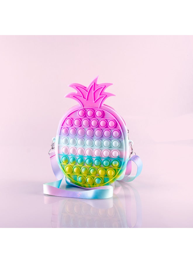 Children's Bag Anti-rodent Pioneer Decompression Toy Silicone Bubble Music Decompression Large Pinch And Press Music Girl Crossbody Bag-Color:Rainbow PineFor Apple Bag 26*20*3.5 - Image 4