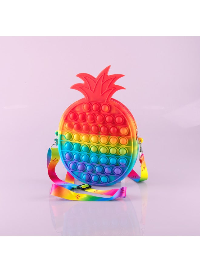 Children's Bag Anti-rodent Pioneer Decompression Toy Silicone Bubble Music Decompression Large Pinch And Press Music Girl Crossbody Bag-Color:Rainbow PineFor Apple Bag 26*20*3.5 - Image 1