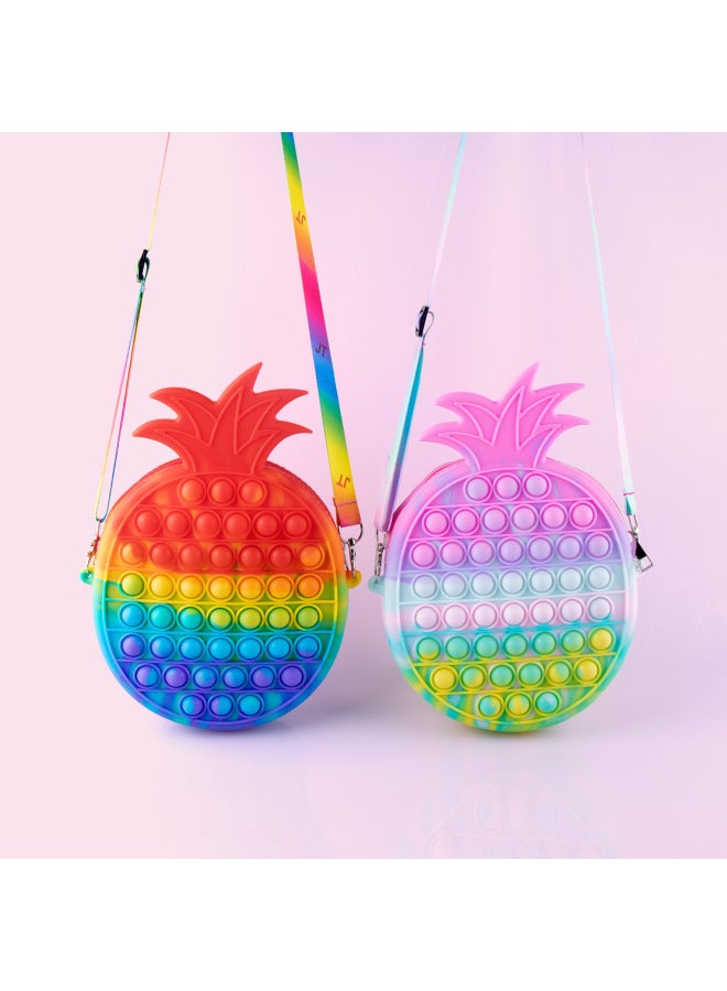 Children's Bag Anti-rodent Pioneer Decompression Toy Silicone Bubble Music Decompression Large Pinch And Press Music Girl Crossbody Bag-Color:Rainbow PineFor Apple Bag 26*20*3.5 - Image 3