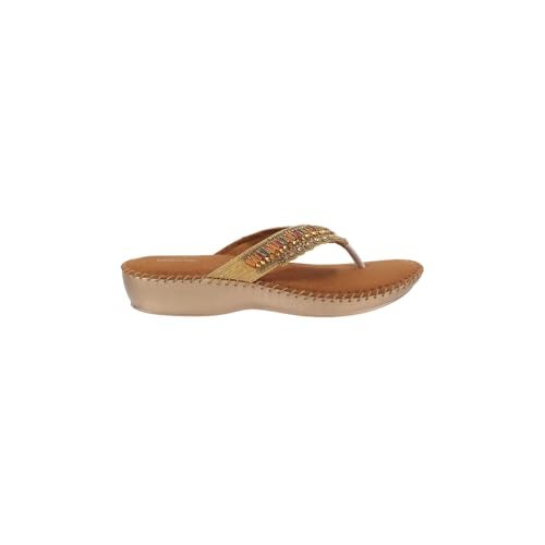 Mochi Women Antique Gold Ethnic & Comfort Slip-on Sandal UK/7 EU/40 (44-152) - Image 4