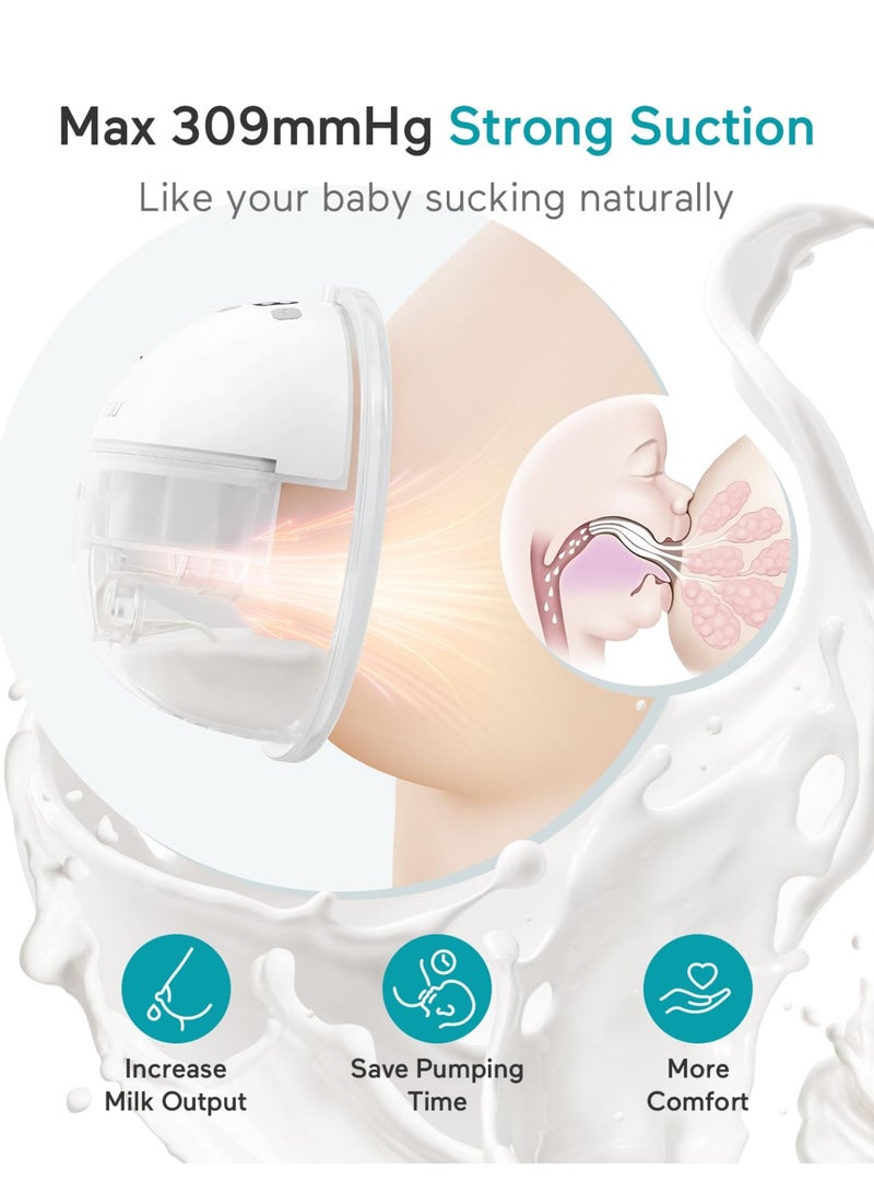 Paruu Hands Free Breast Pump P16, Wearable Breast Pump Electirc Portable with 4 Modes & 12 Levels, Max 309mmHg Strong Suction 19/21/24mm Flange Inserts Wearable Breastfeeding Pump, 2 PacK - Image 3
