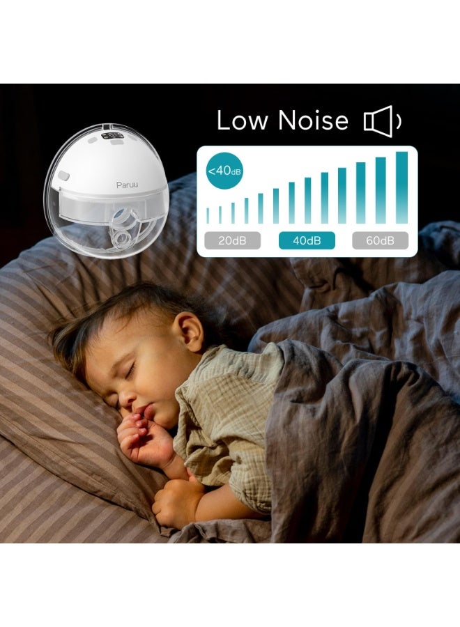 Paruu Hands Free Breast Pump P16, Wearable Breast Pump Electirc Portable with 4 Modes & 12 Levels, Max 309mmHg Strong Suction 19/21/24mm Flange Inserts Wearable Breastfeeding Pump, 2 PacK - Image 5