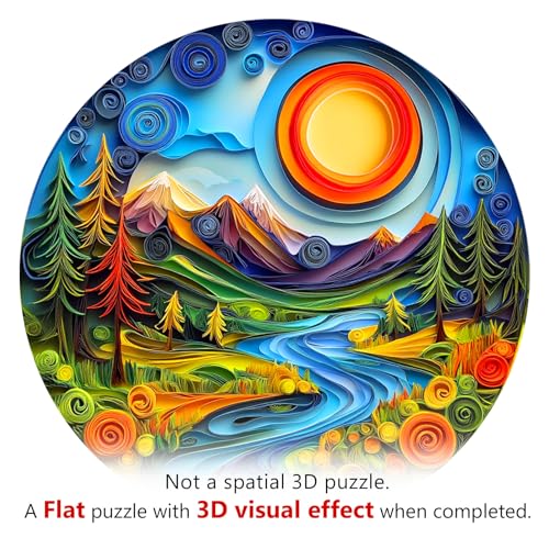 Purdicra Wooden Puzzles for Adults Unique Animal Shaped Sunrise Scenery Puzzle 3D Vision Wooden Jigsaw Puzzle Christmas Birthday Gifts for FriendsFamily Home Decor 85 85in 100pcs - Image 5