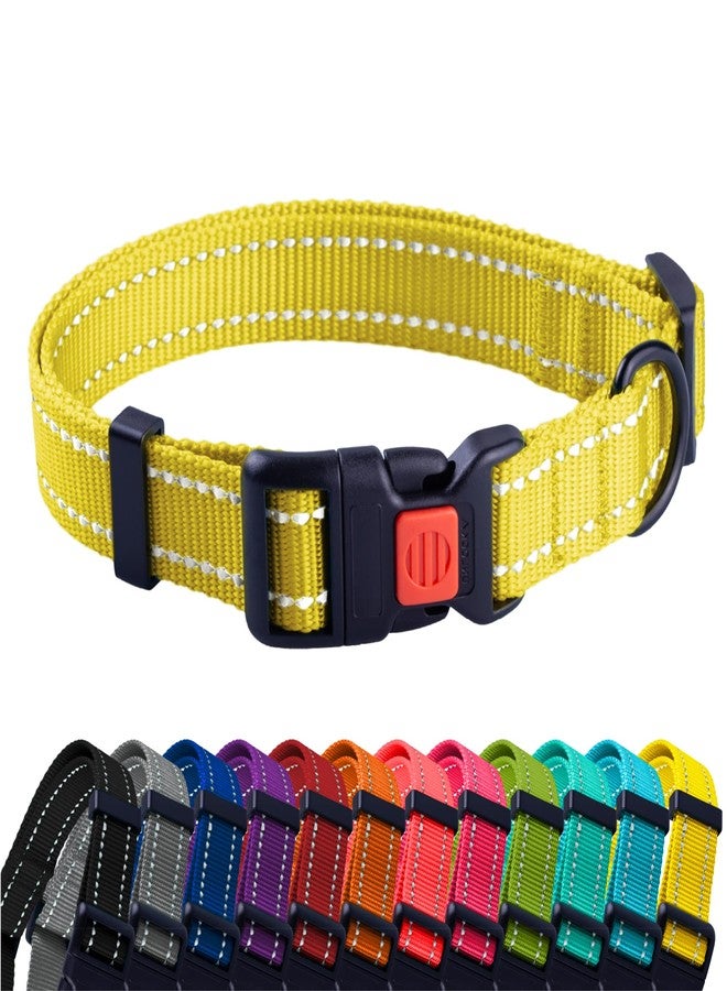 CollarDirect Reflective Dog Collar for a Small, Medium, Large Dog or Puppy with a Quick Release Buckle - Boy and Girl - Nylon Suitable for Swimming (10-13 Inch, Yellow) - Image 1