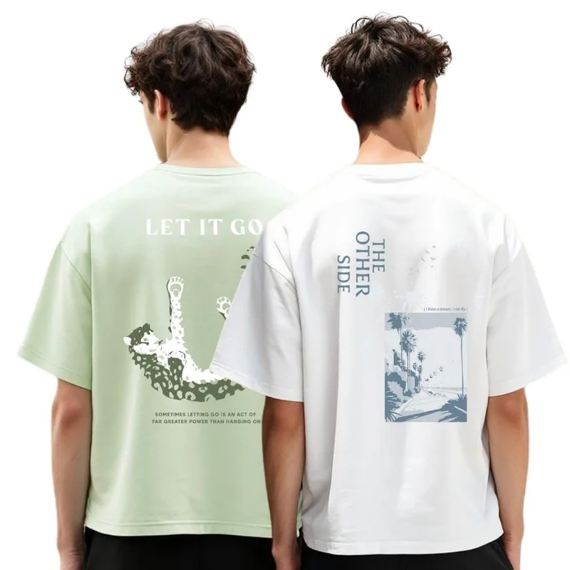 نوبيرو تيشيرت رجالي واسع بطبعة جرافيك