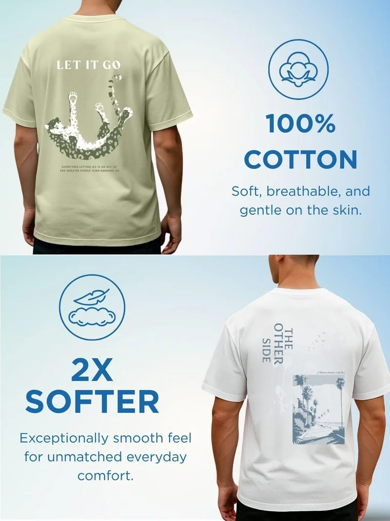 NOBERO  Graphic Print Oversized T-Shirt for Men for Men | Best Price UAE