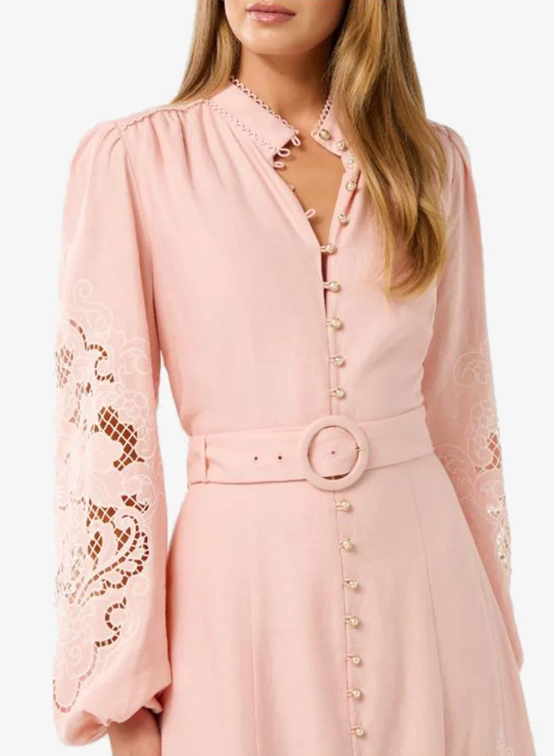 forever new embroidered dress Rhiannon Embroidered Midi Dress in White - Size 4 to 16