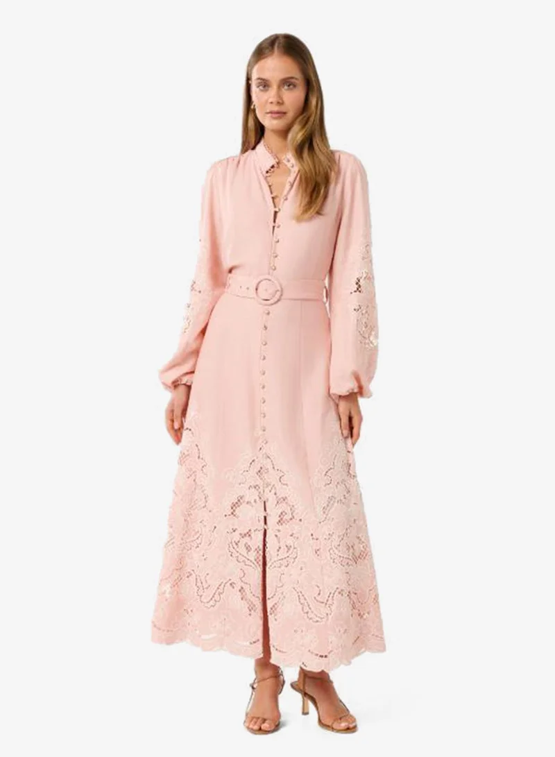 Ebony Embroidered Long Sleeve Midi Dress