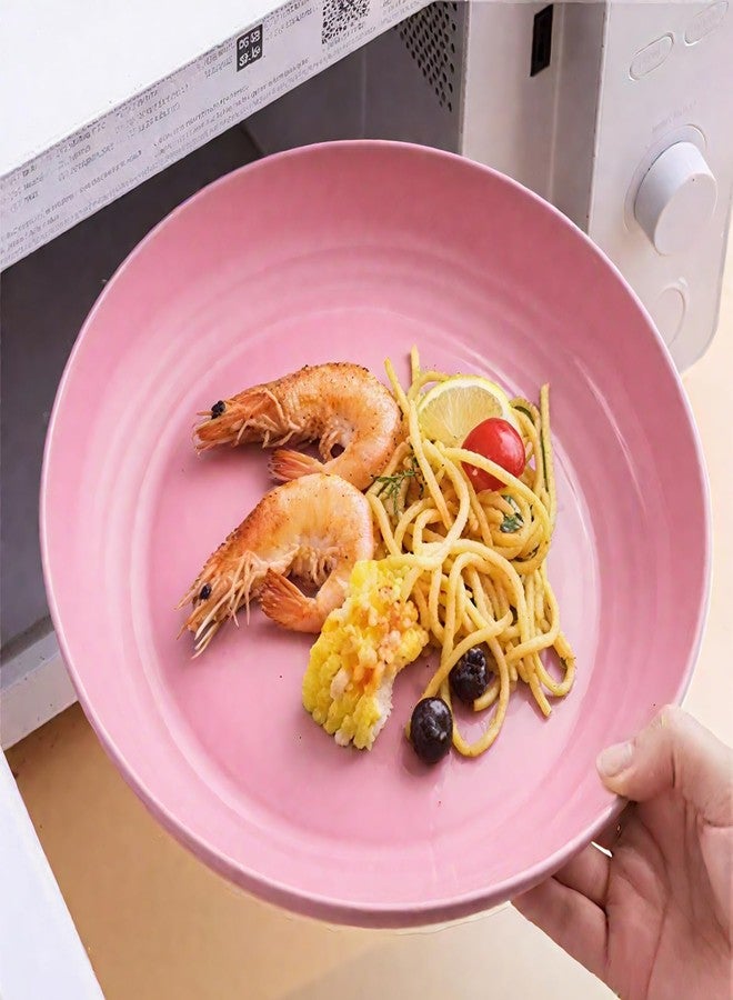 ZQtyf 9 In Unbreakable Wheat Straw Plates - 4 Pcs Lightweight Salad Dish Sets , Dishwasher & Microwave Safe - Plastic Dinner Plates Reusable - Perfect for Camping , Picnic , BPA Free & Eco-Friendly (4 Pink) - Image 5