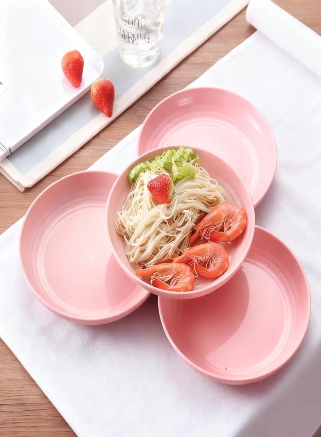 ZQtyf 9 In Unbreakable Wheat Straw Plates - 4 Pcs Lightweight Salad Dish Sets , Dishwasher & Microwave Safe - Plastic Dinner Plates Reusable - Perfect for Camping , Picnic , BPA Free & Eco-Friendly (4 Pink) - Image 4