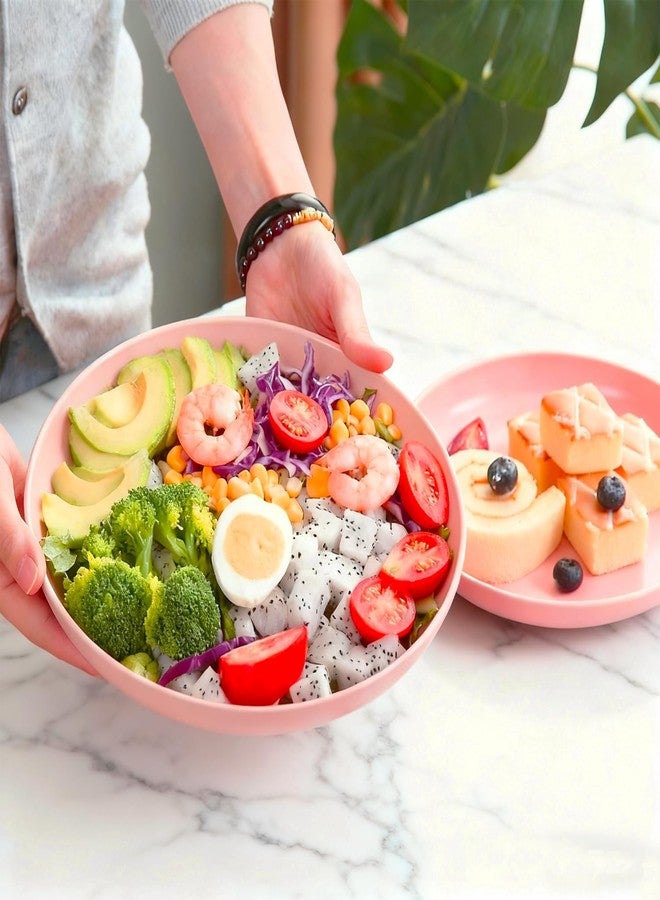 ZQtyf 9 In Unbreakable Wheat Straw Plates - 4 Pcs Lightweight Salad Dish Sets , Dishwasher & Microwave Safe - Plastic Dinner Plates Reusable - Perfect for Camping , Picnic , BPA Free & Eco-Friendly (4 Pink) - Image 3