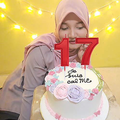 Willcan 3.93in Big Size Happy Birthday Metallic Red 7 Candles, Red Color Happy Birthday Cake Cupcake Toppers Decoration and Celebrating for Adults/Kids Party or Family Baking (3.93in red Number 7) - Image 5
