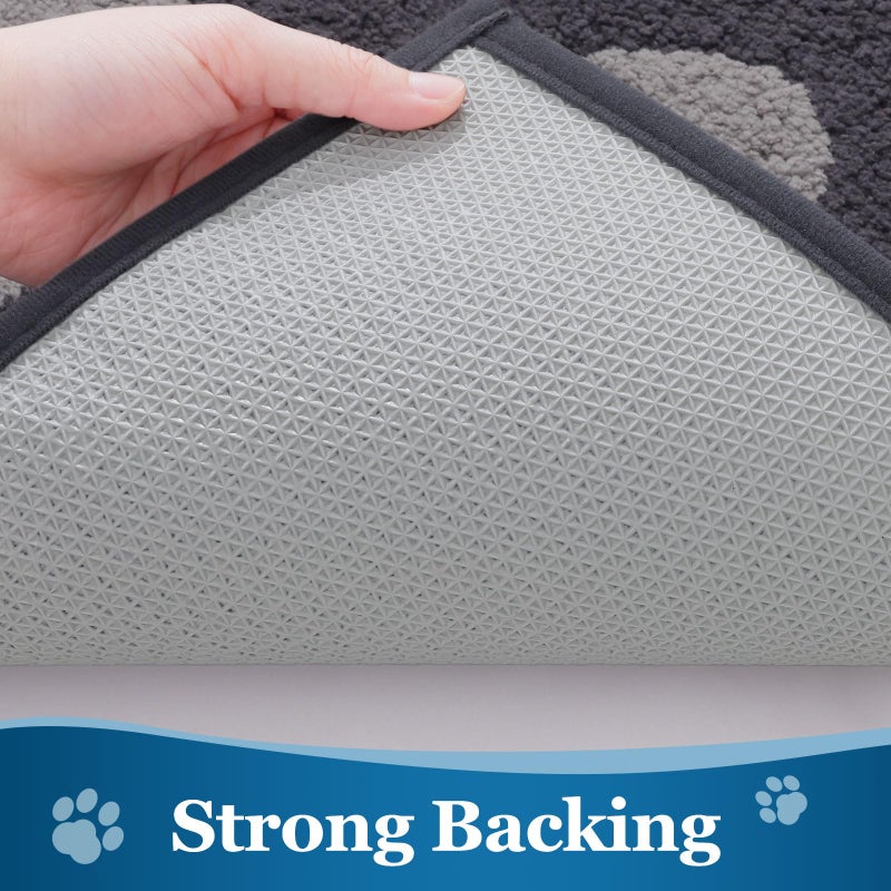 Buganda Dog Door Mat for Muddy Paws  Absorbent Dirt Trapper Washable Indoor Door Mat  Non Slip Low-Profile Mud Mat for Dogs  Front Entrance Door Mat for Inside Floor (59x24 Inches  Dark Grey) - Image 4