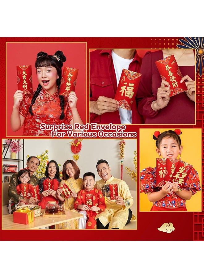 JS 6 Pcs Chinese New Year Red Envelopes, with Gilded Font Design, Used for New Year Spring Festival and Weddings - Image 5