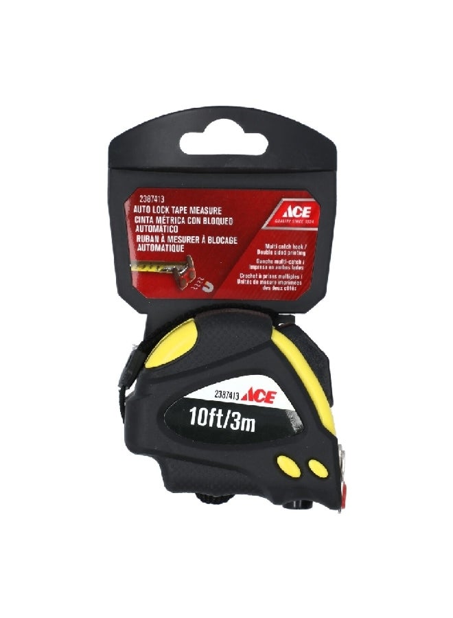 ACE Auto Lock Tape Measure Black and Yellow 10ft 32G-3016 - Image 3