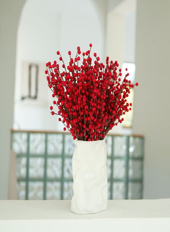joyhalo 12 Pack Red Berry Stems - 17'' Holly Berry Stems, Red Berries Christmas Decor, Red Berry Picks for Christmas Tree Filler Branches, Artificial Cranberries Ornaments Crafts Holiday Home Decor - Image 4