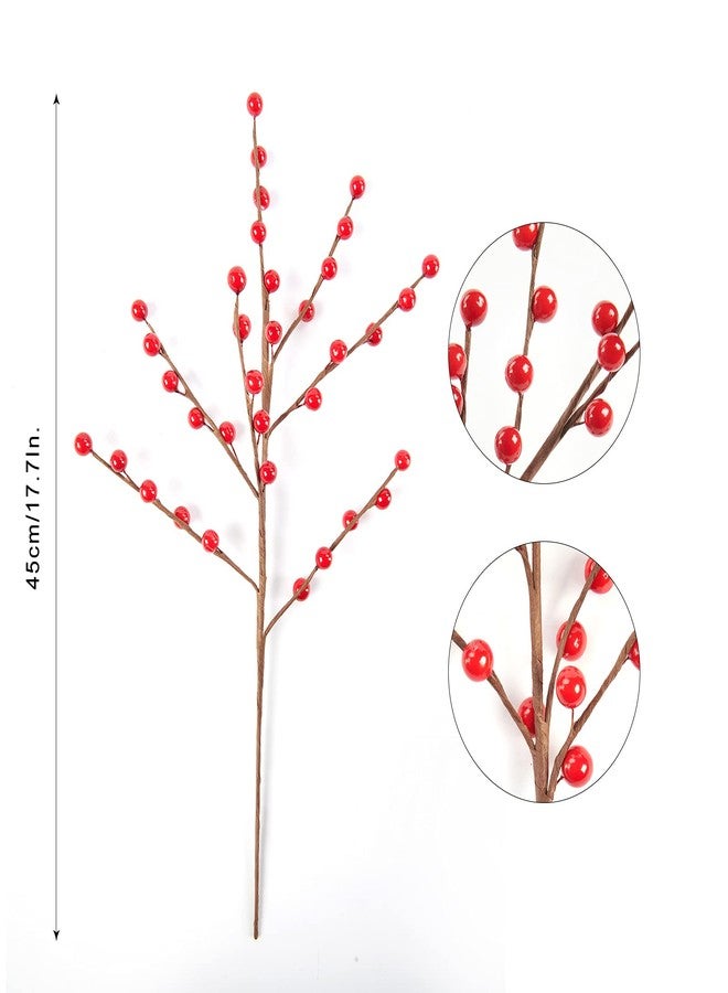 joyhalo 12 Pack Red Berry Stems - 17'' Holly Berry Stems, Red Berries Christmas Decor, Red Berry Picks for Christmas Tree Filler Branches, Artificial Cranberries Ornaments Crafts Holiday Home Decor - Image 3