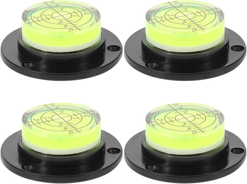4pcs Universal Turntable Bubble Level Tool with Black Base, Precision Mini Bracket Spirit Level for Construction, Mobile Home, Machinery Setup and Indoor Renovation - Image 1