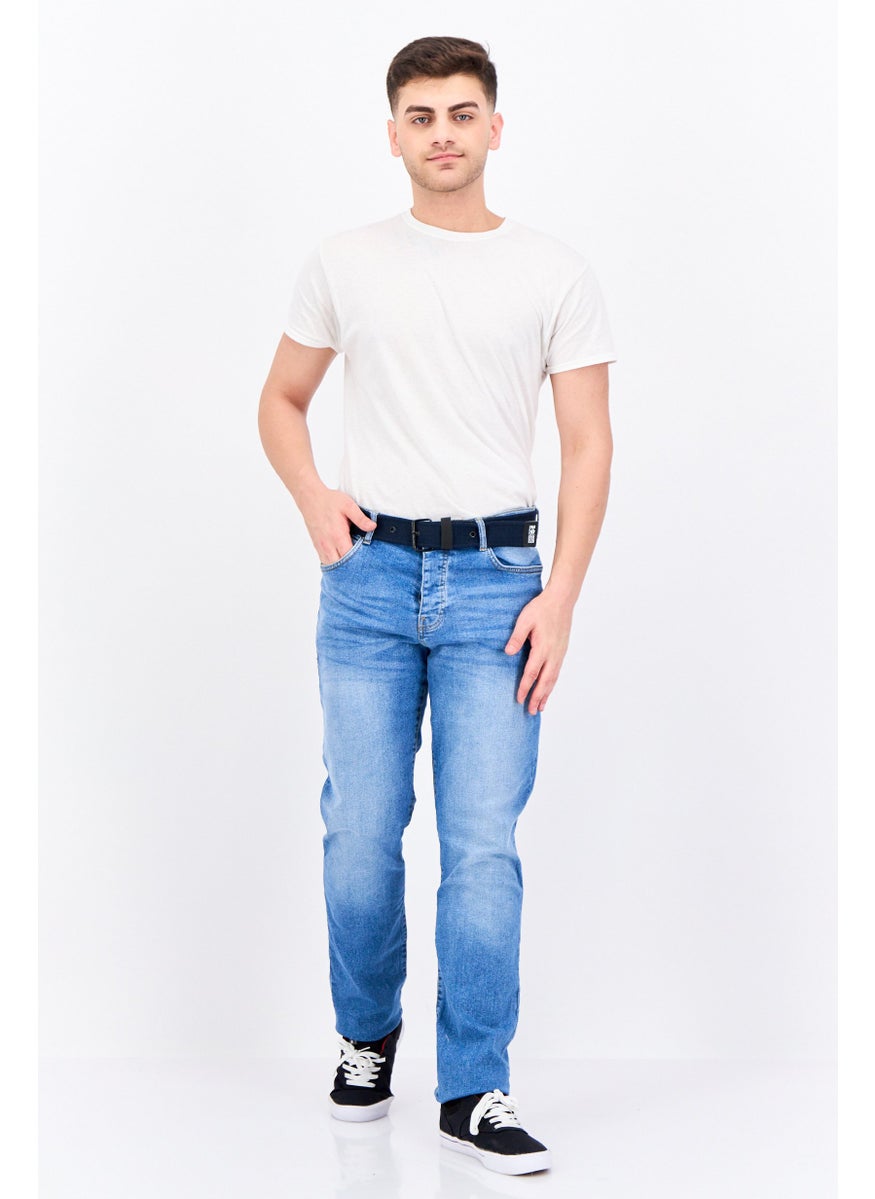 CROSSHATCH Men Regular Fit Washed Denim Jean, Blue  - Image 4