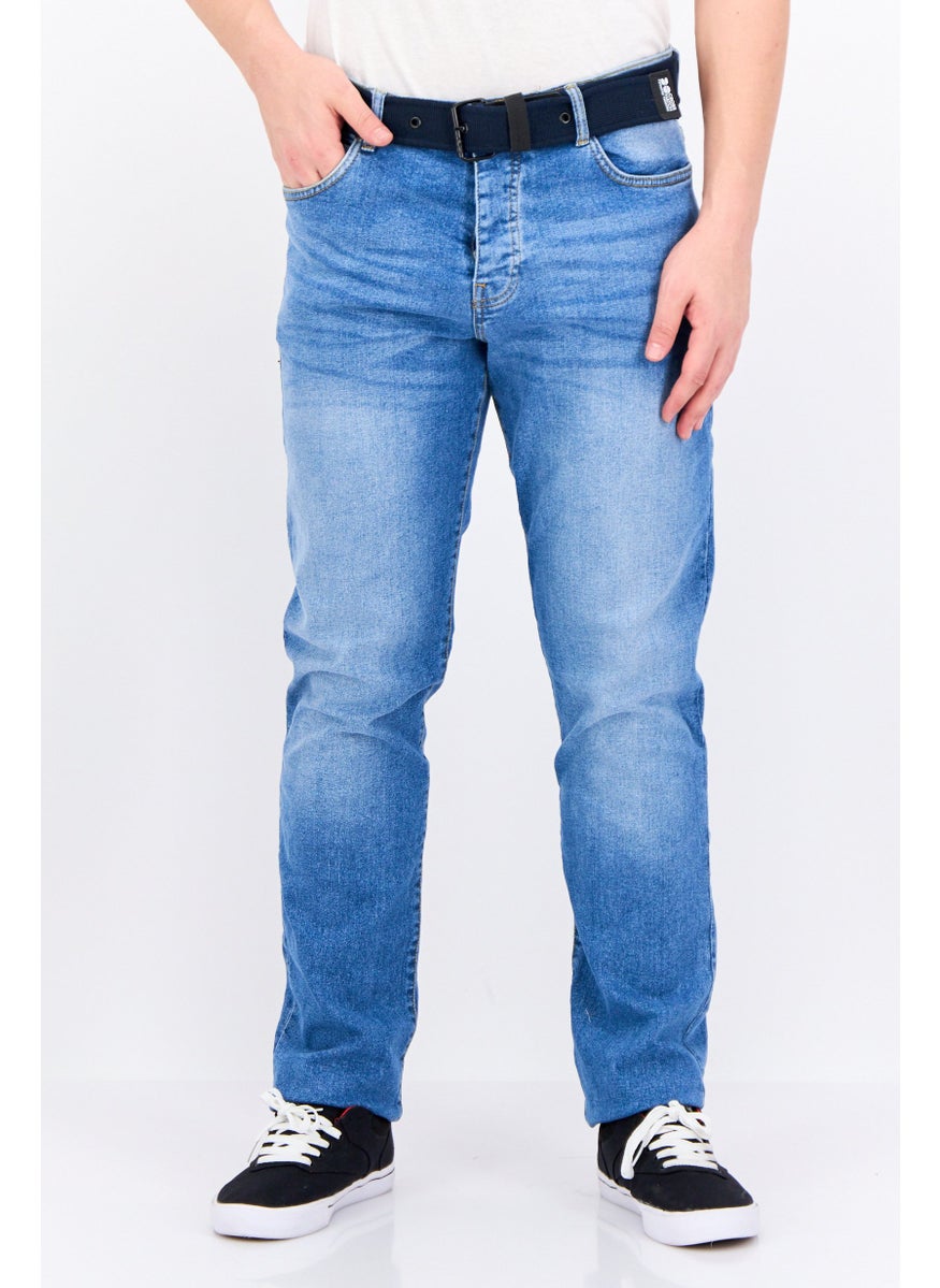 CROSSHATCH Men Regular Fit Washed Denim Jean, Blue  - Image 1