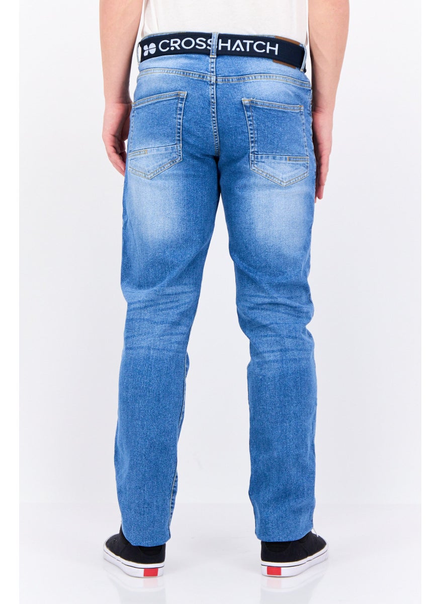 CROSSHATCH Men Regular Fit Washed Denim Jean, Blue  - Image 3